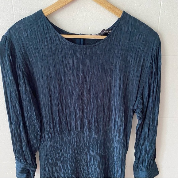 Zara Leopard Print Crinkle Long Sleeve Dress - Picture 2 of 7